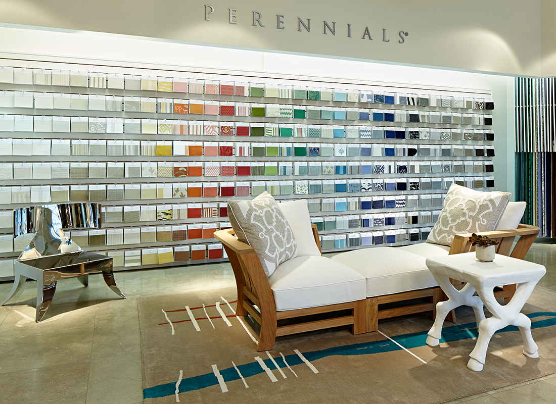 Perennials performance fabrics and rugs designer showroom.