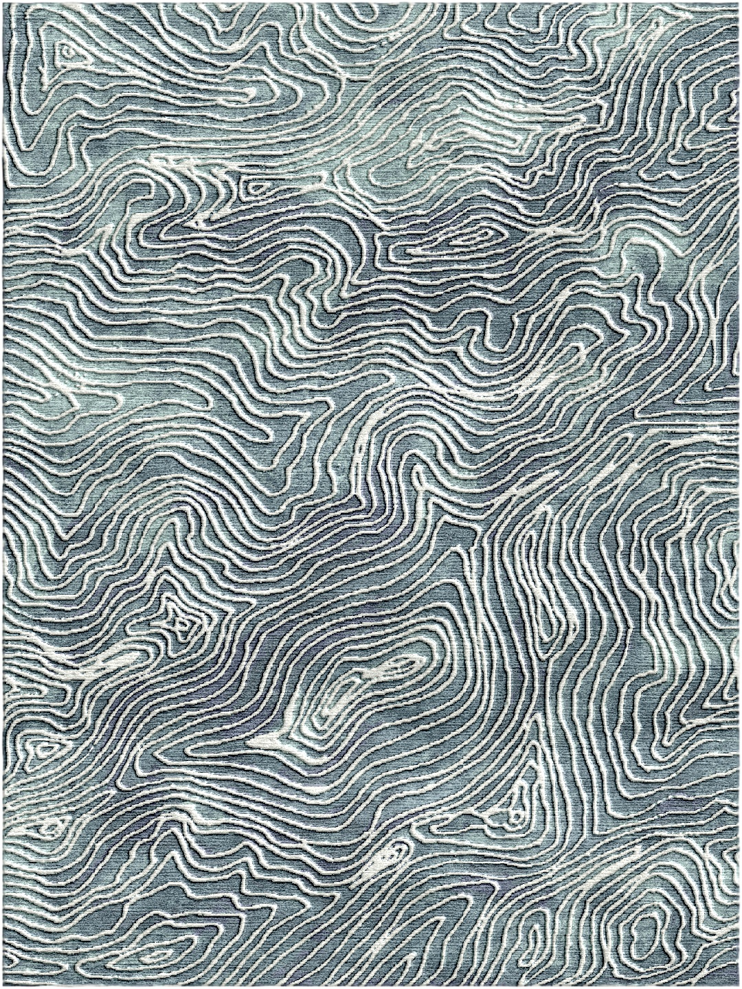 Ebbs and Flows Tibetan Knot Rug in Bluestone Colorway