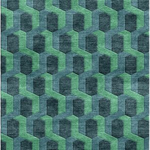 Hex Ed Tibetan Knot Rug in Verdigris Colorway
