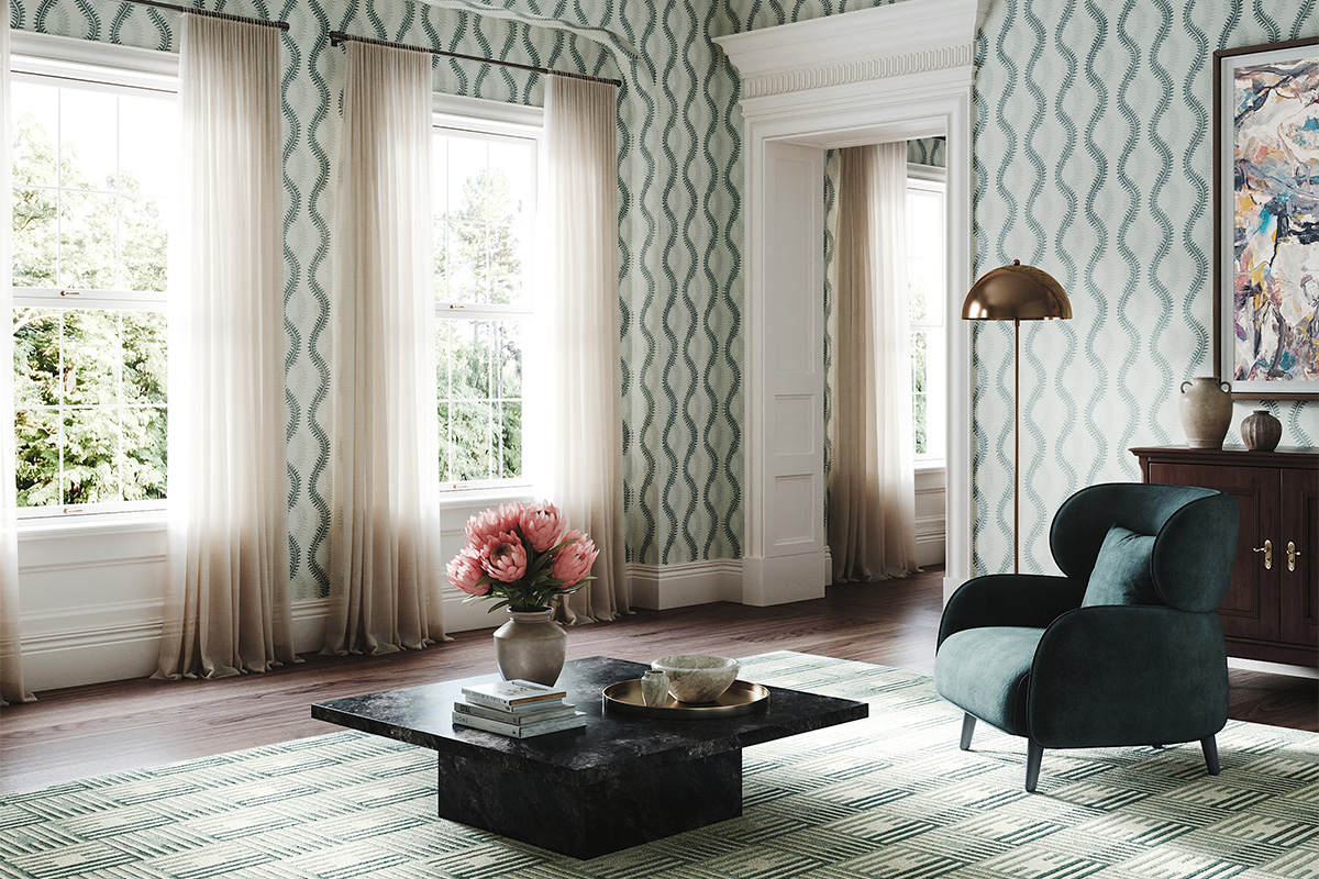 Fine Vine Wallcovering in Family Room