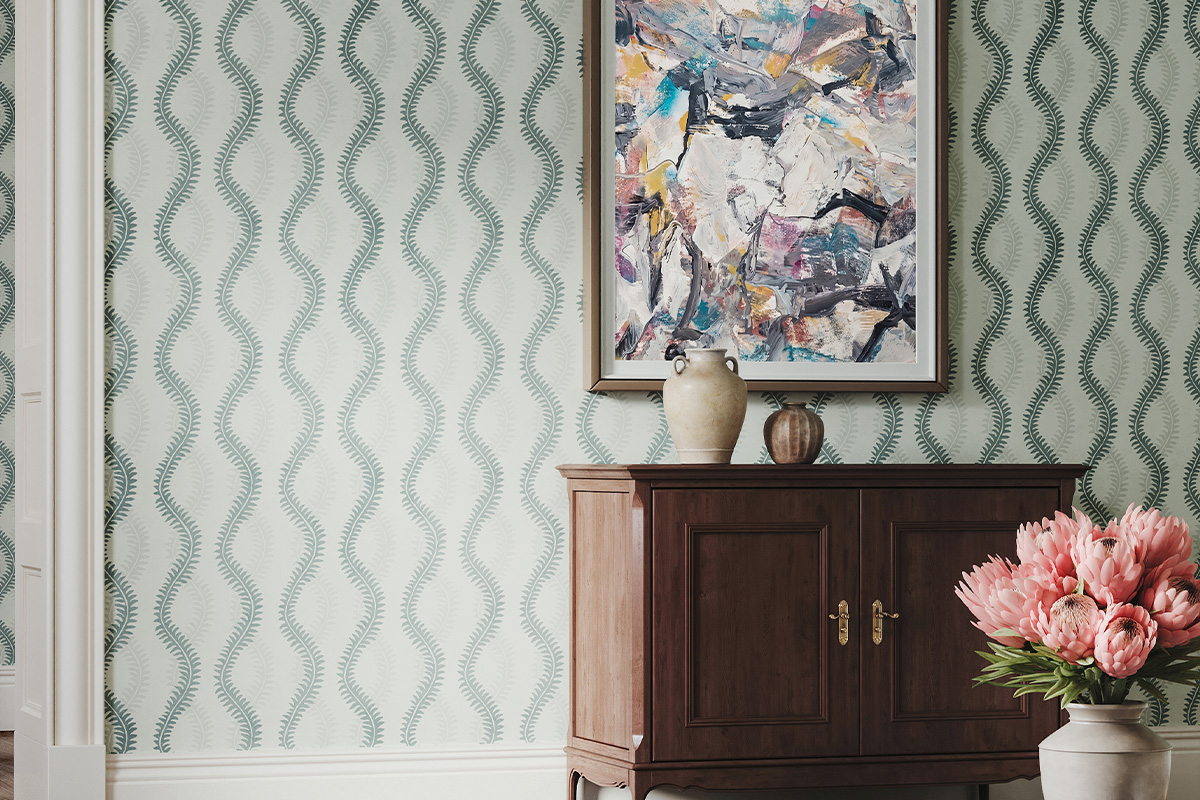 Fine Vine Wallcovering Featured with Chest