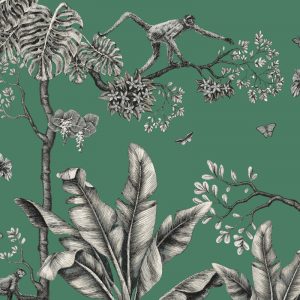 Monkey Business Wallcovering in Emerald