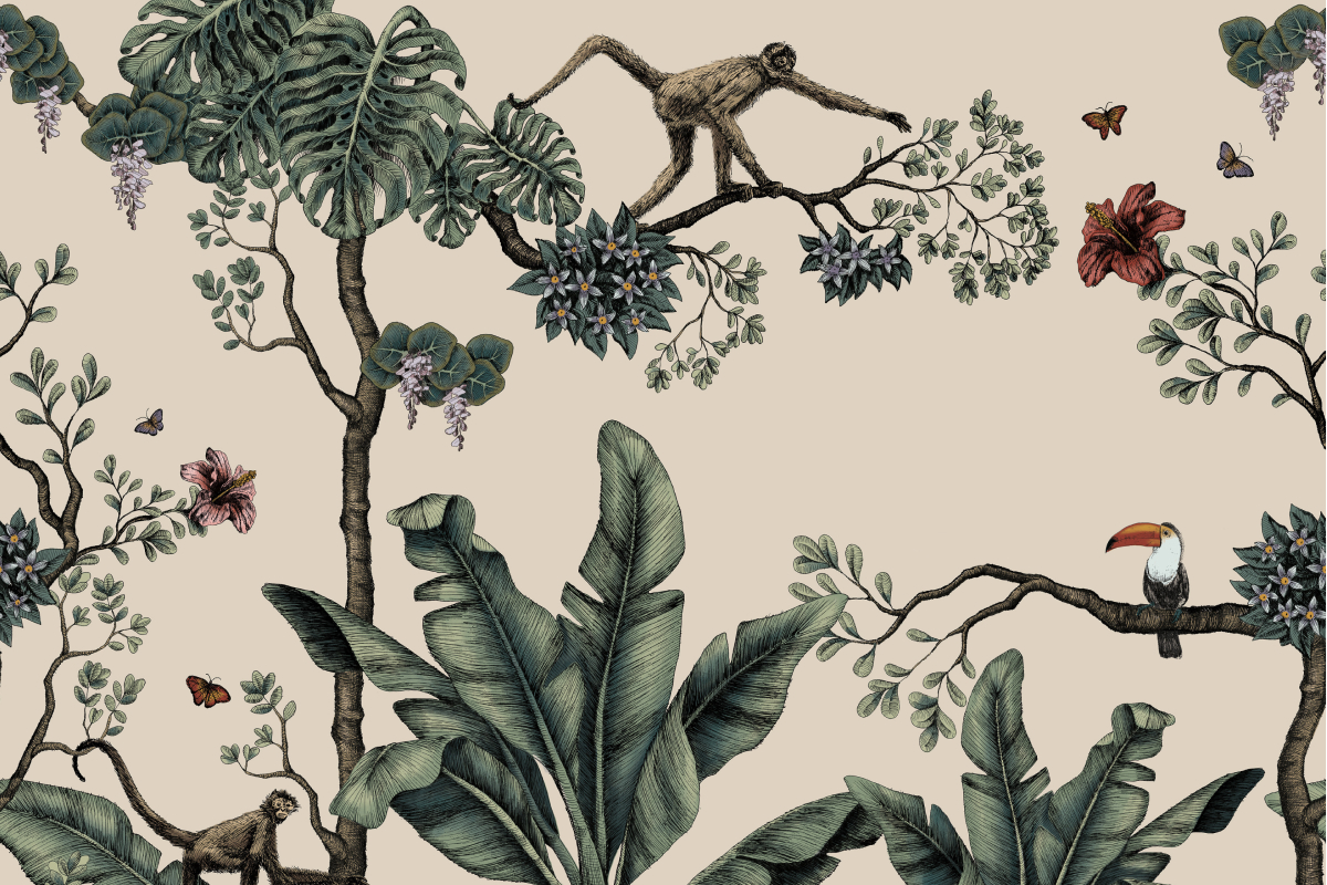 Monkey Business Wallcovering in Multiflora