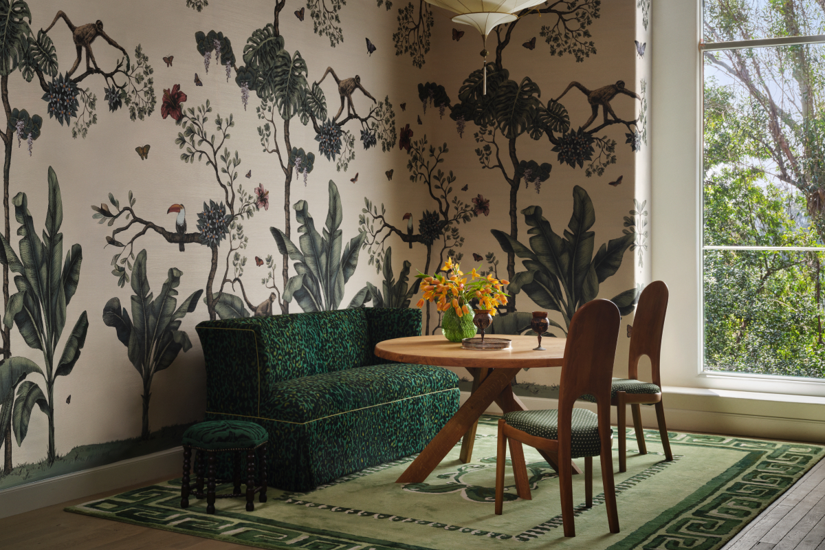 Monkey Business Wallcovering in Dining Room